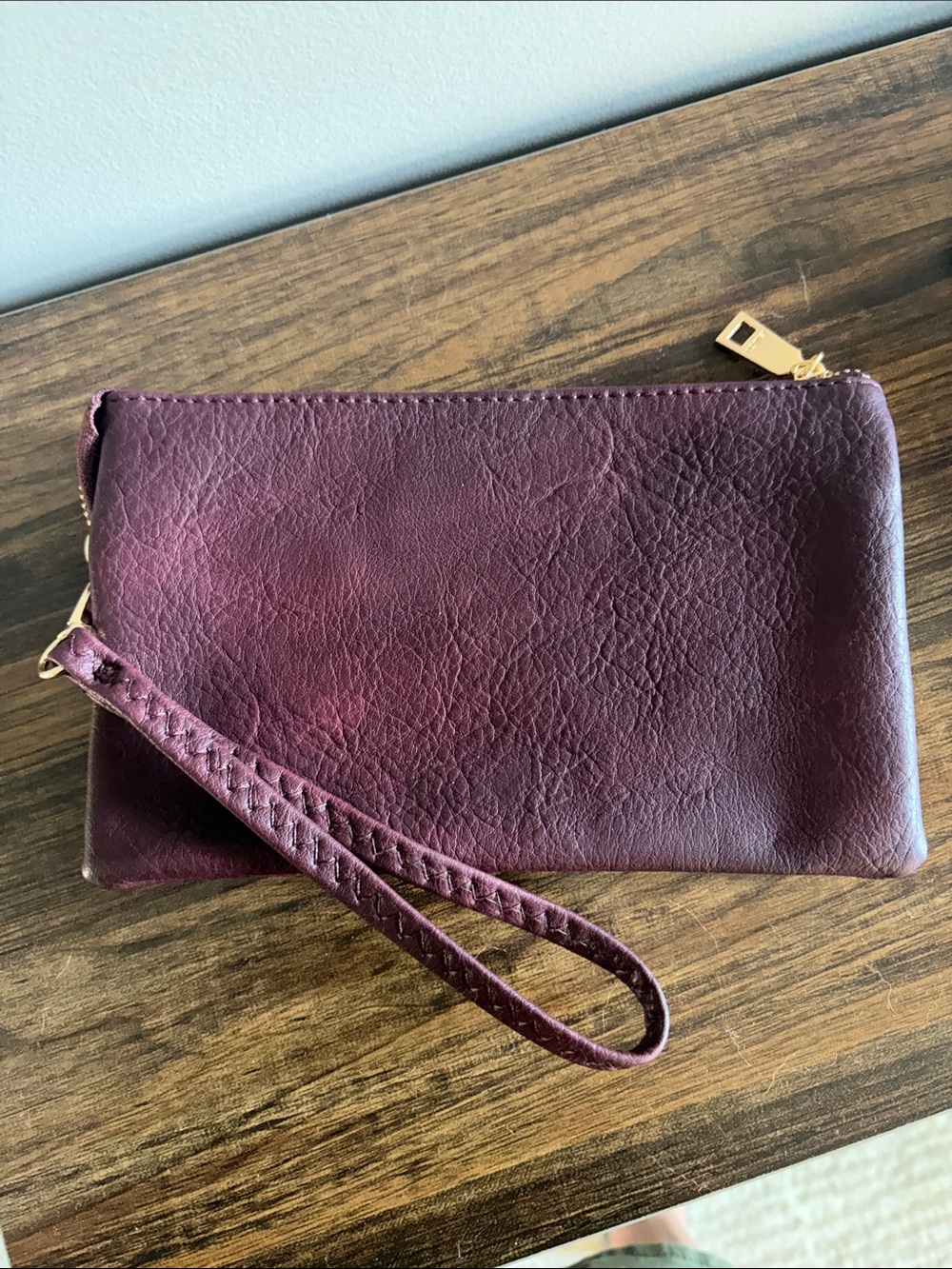 Plum Leatherette Wristlet Clutch - Elegant Women’s Evening Bag